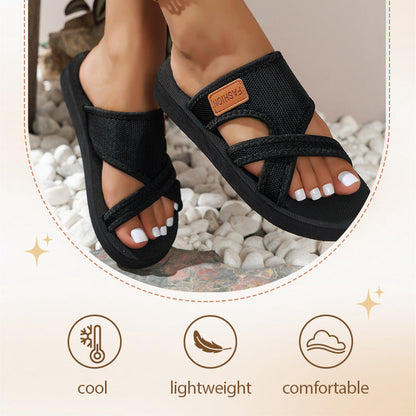 👡 50% RABATT! ✨ Damernas Stiliga Crossband Slide Sandaler – Mjuka, sköna & perfekta för sommarens lata dagar och strandpromenader 🌊