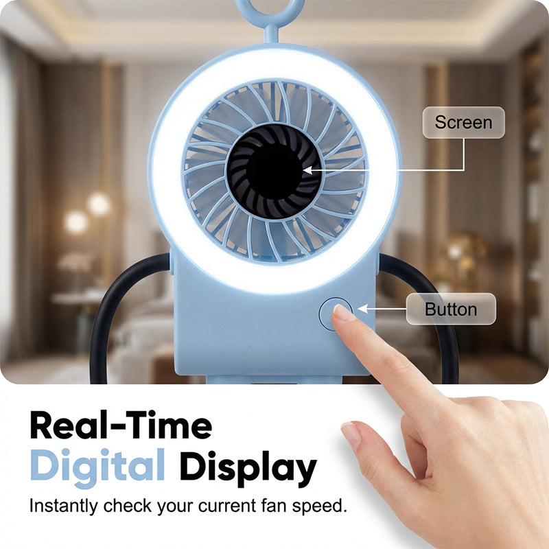 🤖 50% RABATT NU! 💨 Flexibel Robot Skrivbordsfläkt med LED-ljus – Böjbara Lemmar, Digital Display & Type-C Laddning – Söt Kylningskompis 🔋