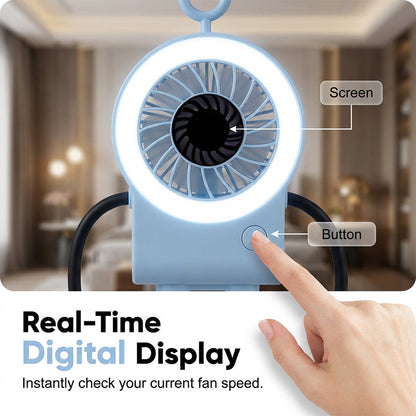 🤖 50% RABATT NU! 💨 Flexibel Robot Skrivbordsfläkt med LED-ljus – Böjbara Lemmar, Digital Display & Type-C Laddning – Söt Kylningskompis 🔋