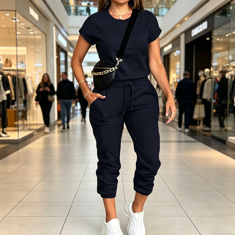 👚 50 % RABATT NU!✨ Träningsdräkt för damer – Mjuk och andningsbar – Dragsko och fickor – Avslappnat set i två delar 🏃‍♀️