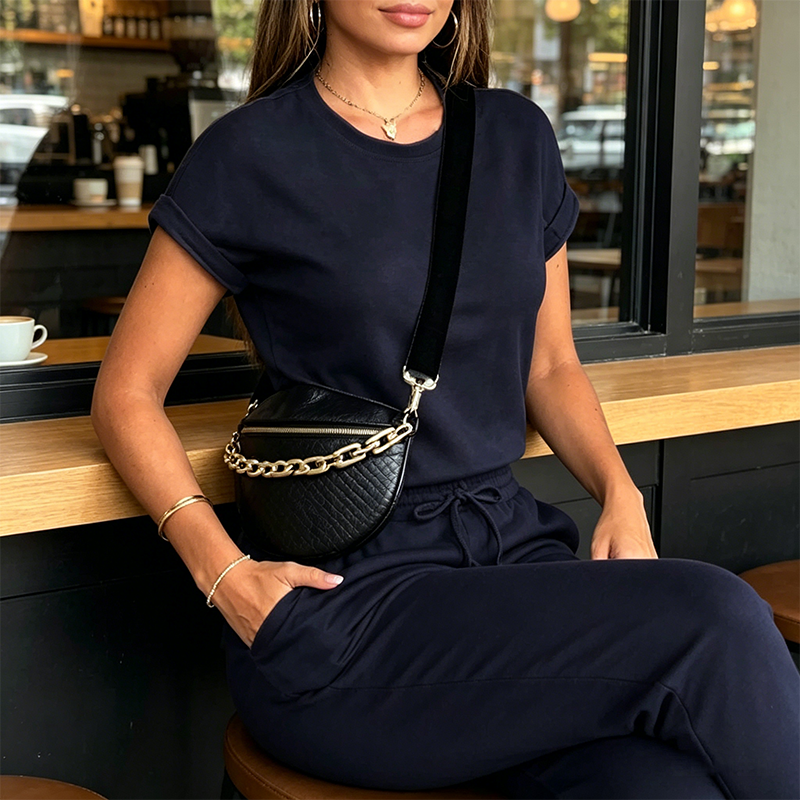 👚 50 % RABATT NU!✨ Träningsdräkt för damer – Mjuk och andningsbar – Dragsko och fickor – Avslappnat set i två delar 🏃‍♀️