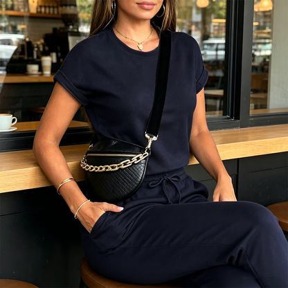 👚 50 % RABATT NU!✨ Träningsdräkt för damer – Mjuk och andningsbar – Dragsko och fickor – Avslappnat set i två delar 🏃‍♀️