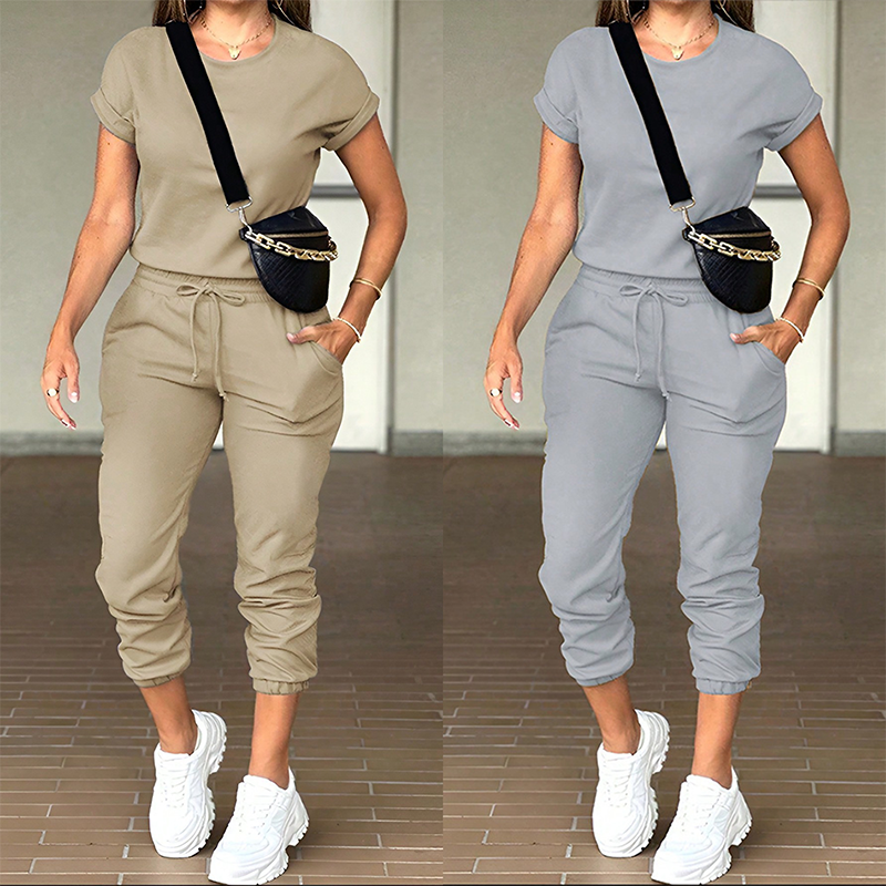 👚 50 % RABATT NU!✨ Träningsdräkt för damer – Mjuk och andningsbar – Dragsko och fickor – Avslappnat set i två delar 🏃‍♀️