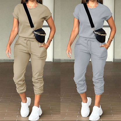 👚 50 % RABATT NU!✨ Träningsdräkt för damer – Mjuk och andningsbar – Dragsko och fickor – Avslappnat set i två delar 🏃‍♀️