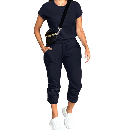 👚 50 % RABATT NU!✨ Träningsdräkt för damer – Mjuk och andningsbar – Dragsko och fickor – Avslappnat set i två delar 🏃‍♀️