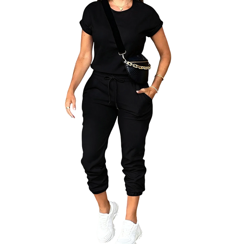 👚 50 % RABATT NU!✨ Träningsdräkt för damer – Mjuk och andningsbar – Dragsko och fickor – Avslappnat set i två delar 🏃‍♀️