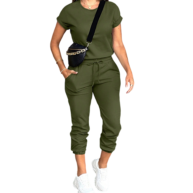 👚 50 % RABATT NU!✨ Träningsdräkt för damer – Mjuk och andningsbar – Dragsko och fickor – Avslappnat set i två delar 🏃‍♀️