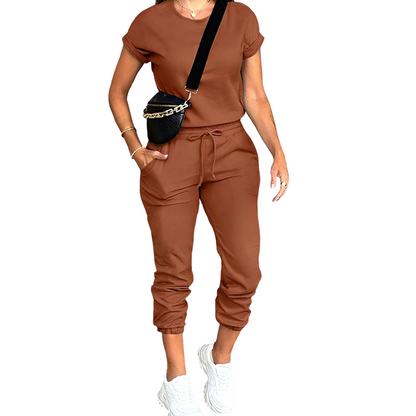 👚 50 % RABATT NU!✨ Träningsdräkt för damer – Mjuk och andningsbar – Dragsko och fickor – Avslappnat set i två delar 🏃‍♀️