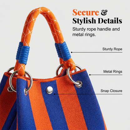 ⏳Begränsat erbjudande 50% rabatt⏰Randig Stickad Hinkväska👜