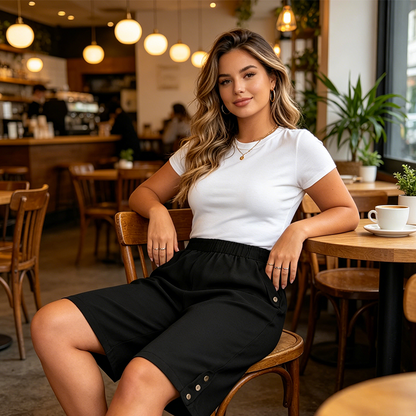 👖50 % RABATT NU! 🌸Bekväma capribyxor för dam med elastisk midja