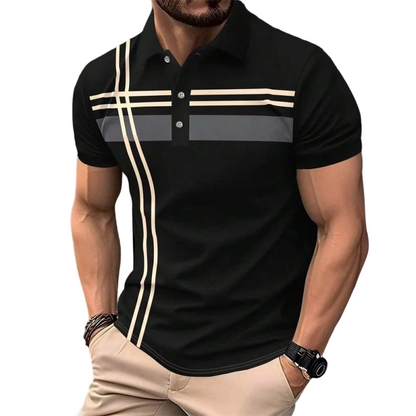 👕 50% RABATT! 🌞 Golf-kortärmad skjorta med ränder – avslappnad & funktionell – Andningsbar, lätt & perfekt för golf, jobb eller varma sommardagar ⛳