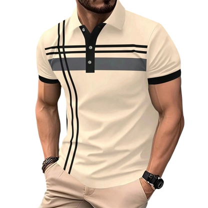 👕 50% RABATT! 🌞 Golf-kortärmad skjorta med ränder – avslappnad & funktionell – Andningsbar, lätt & perfekt för golf, jobb eller varma sommardagar ⛳