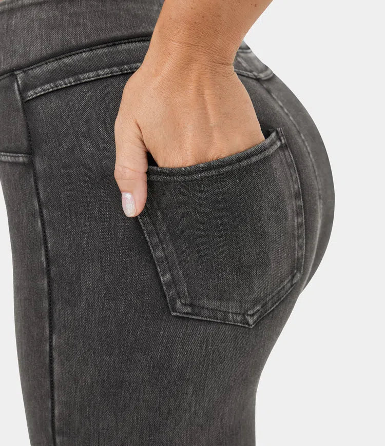 🔥🎁Nyhet 50 % RABATT🔥Casual-leggings i stretchig denim med hög midja och bakfickor