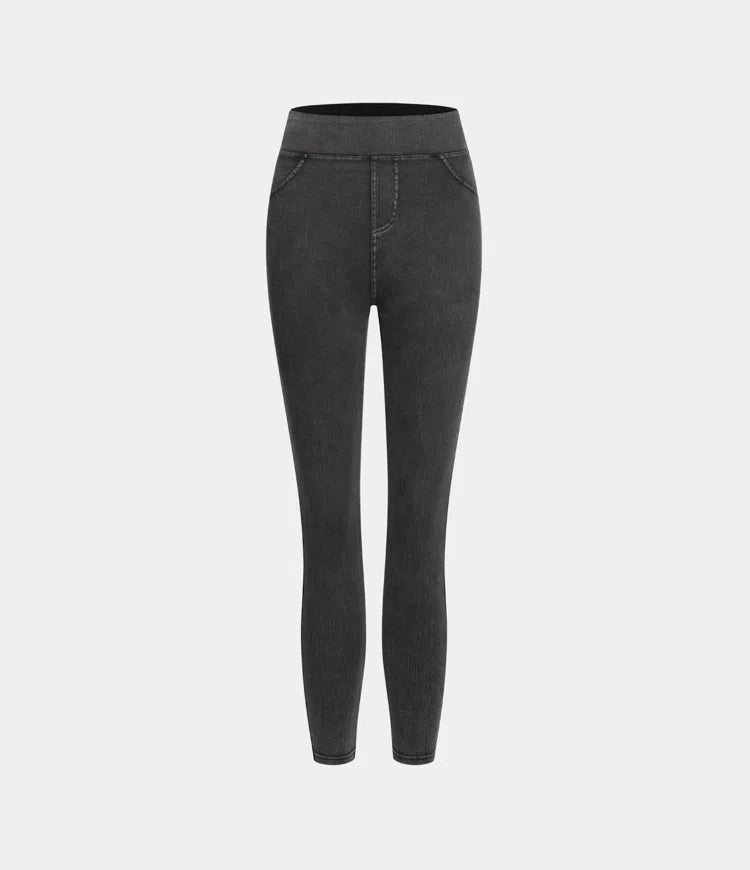 🔥🎁Nyhet 50 % RABATT🔥Casual-leggings i stretchig denim med hög midja och bakfickor