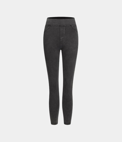 🔥🎁Nyhet 50 % RABATT🔥Casual-leggings i stretchig denim med hög midja och bakfickor