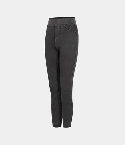 🔥🎁Nyhet 50 % RABATT🔥Casual-leggings i stretchig denim med hög midja och bakfickor