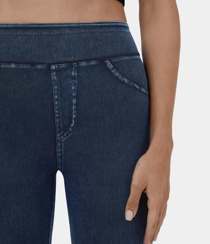 🔥🎁Nyhet 50 % RABATT🔥Casual-leggings i stretchig denim med hög midja och bakfickor