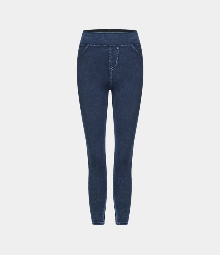 🔥🎁Nyhet 50 % RABATT🔥Casual-leggings i stretchig denim med hög midja och bakfickor