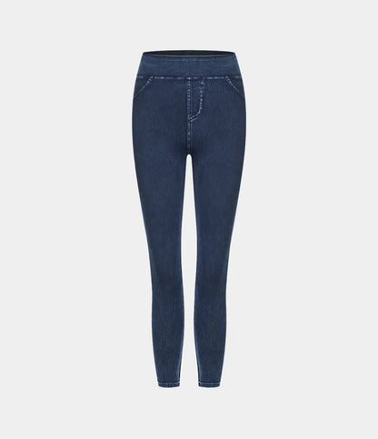 🔥🎁Nyhet 50 % RABATT🔥Casual-leggings i stretchig denim med hög midja och bakfickor