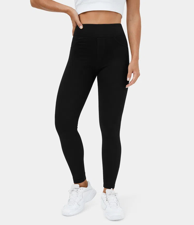 🔥🎁Nyhet 50 % RABATT🔥Casual-leggings i stretchig denim med hög midja och bakfickor