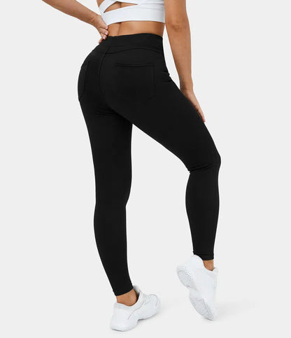 🔥🎁Nyhet 50 % RABATT🔥Casual-leggings i stretchig denim med hög midja och bakfickor