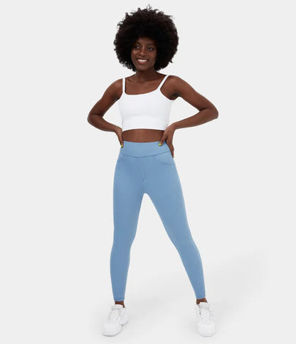 🔥🎁Nyhet 50 % RABATT🔥Casual-leggings i stretchig denim med hög midja och bakfickor