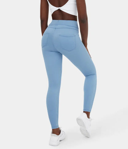 🔥🎁Nyhet 50 % RABATT🔥Casual-leggings i stretchig denim med hög midja och bakfickor
