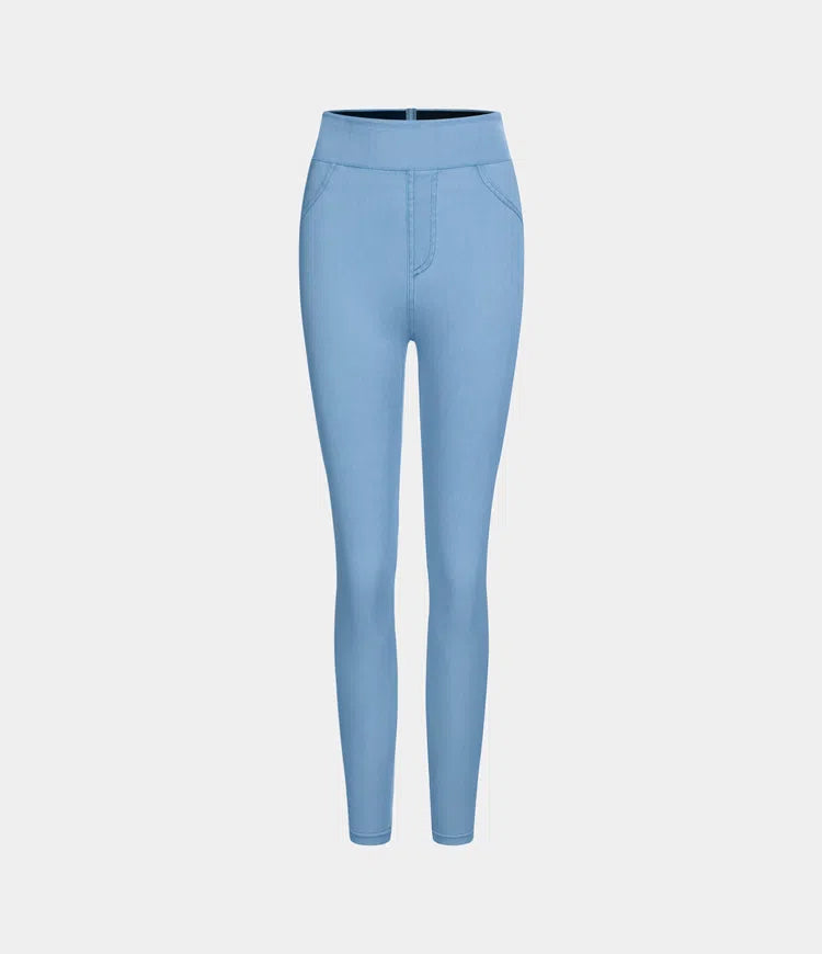 🔥🎁Nyhet 50 % RABATT🔥Casual-leggings i stretchig denim med hög midja och bakfickor