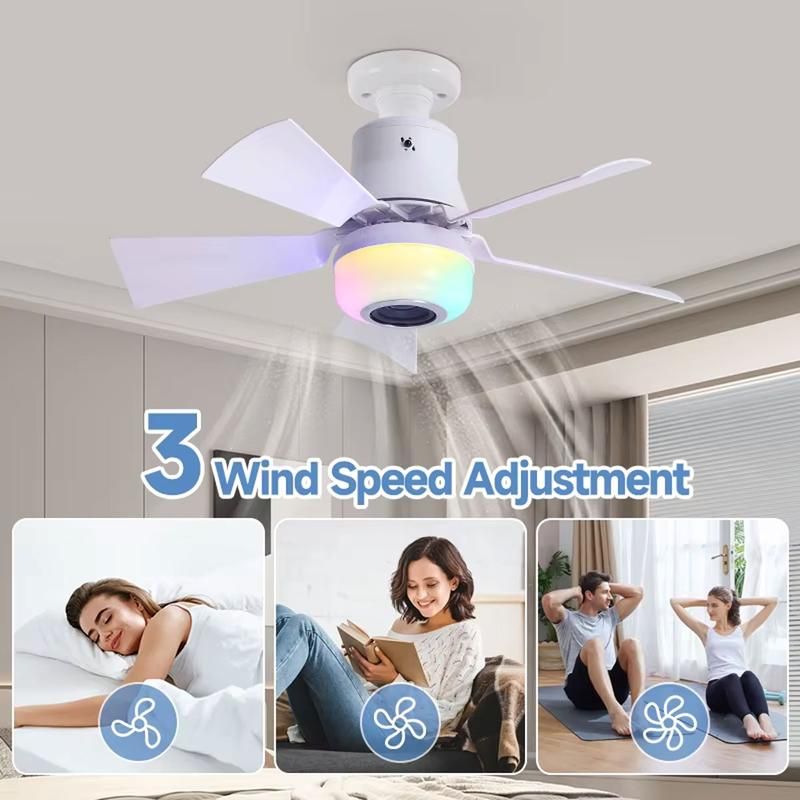 📢📢50 % RABATT !! ⏰Smart takfläkt med belysning, RGB och Bluetooth-högtalare