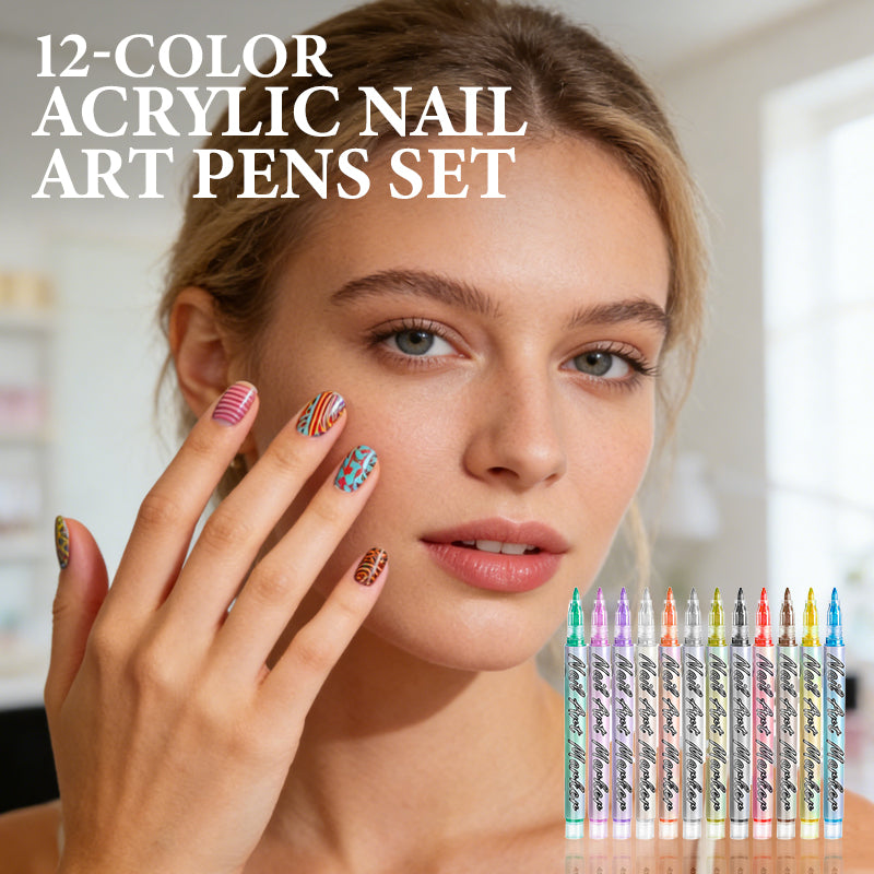🎨50 % RABATT NU!💅12-färgade akrylpenna för nagelkonst✨livfulla pigment, fina spetsar och enkla DIY-mönster🖌️