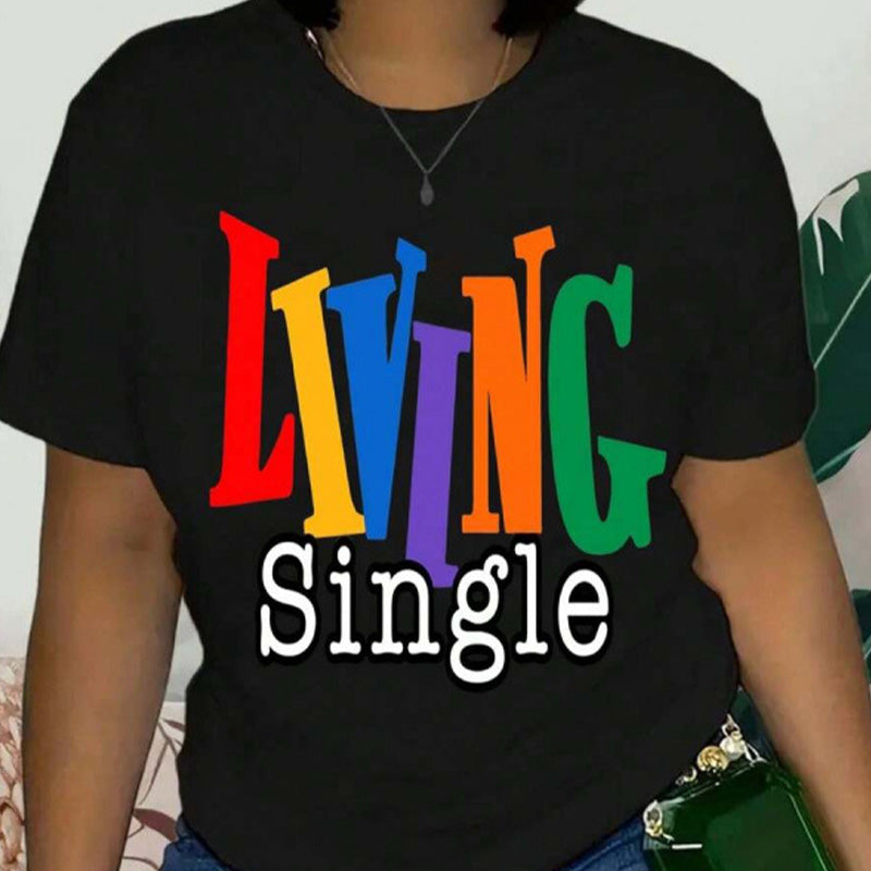 👕”Living Single”🌈Färgglad T-shirt med grafiskt tryck