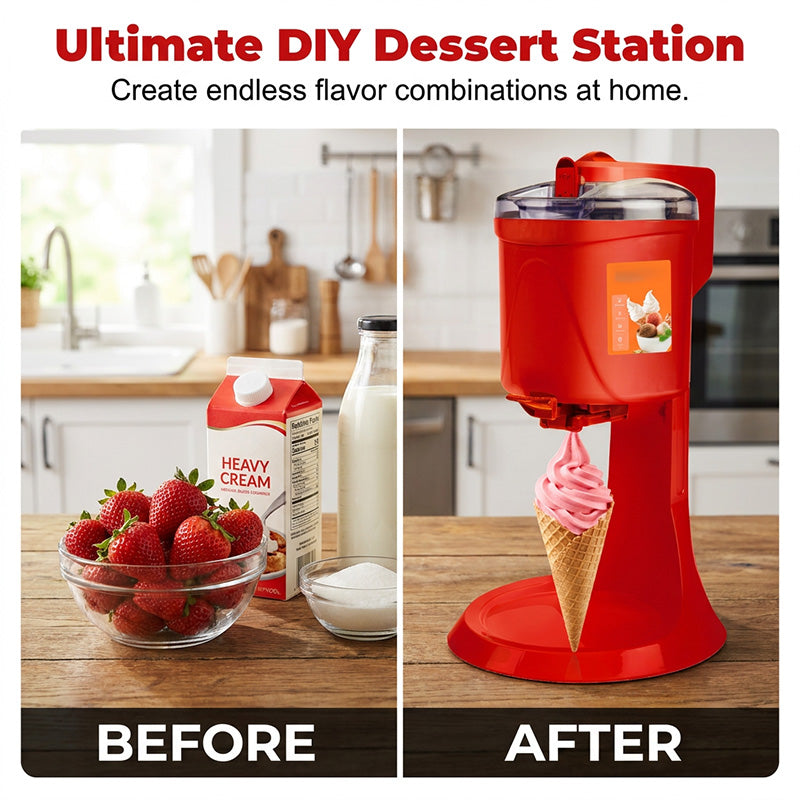 🥳2026 STORSÄLJARE🥳💞50 000+ SÅLDA!🍦🕹️ 50% RABATT! Automatisk Glassmaskine – snabb vispning på 15 min, 1,0 L kapacitet. Enknappsdispensering. Hemgjord soft serve! 🍨✨
