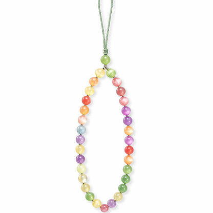 Halsband med regnbågsfärgade kattögonpärlor