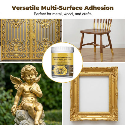 ✨ 50% RABATT NU! 🎨 Väderbeständig vattenbaserad guldfärg – strålande metallisk finish, tål utomhus & enkel applicering – perfekt för grindar, möbler och DIY ✨