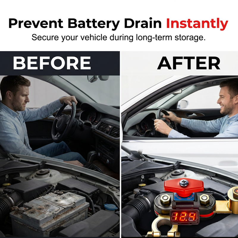 Rotationsbrytare för batterifrånkoppling med voltmeter