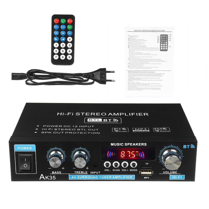 2-kanals 600 W mini-hifi-förstärkare med digital Bluetooth-ljud och FM-radio
