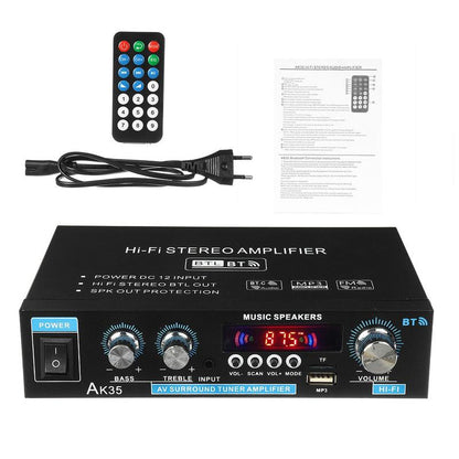 2-kanals 600 W mini-hifi-förstärkare med digital Bluetooth-ljud och FM-radio
