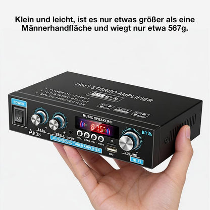 2-kanals 600 W mini-hifi-förstärkare med digital Bluetooth-ljud och FM-radio