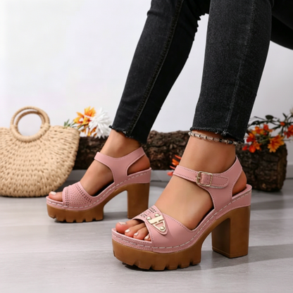👡 BEGRÄNSAD TID 50% RABATT! ✨ Dam Klumpklack Platförm Sandaler – Stabila, Stoppade, Sommar 🌞