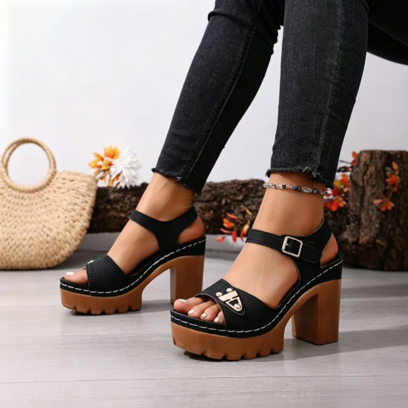 👡 BEGRÄNSAD TID 50% RABATT! ✨ Dam Klumpklack Platförm Sandaler – Stabila, Stoppade, Sommar 🌞