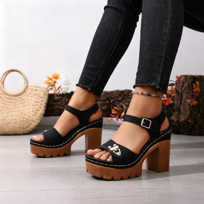 👡 BEGRÄNSAD TID 50% RABATT! ✨ Dam Klumpklack Platförm Sandaler – Stabila, Stoppade, Sommar 🌞