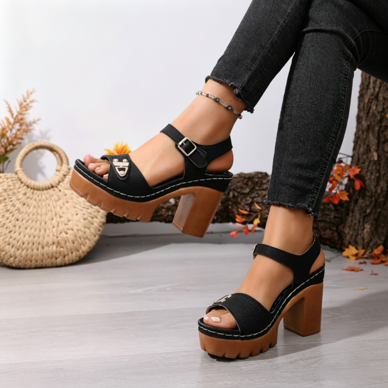 👡 BEGRÄNSAD TID 50% RABATT! ✨ Dam Klumpklack Platförm Sandaler – Stabila, Stoppade, Sommar 🌞