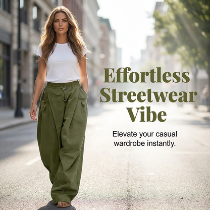 👖 50 % RABATT NU! 🏆 Voluminösa, veckade byxor i lanternstil – luftiga, eleganta och med vida ben – perfekta för en chic sommarlook eller ett formellt tillfälle ✨