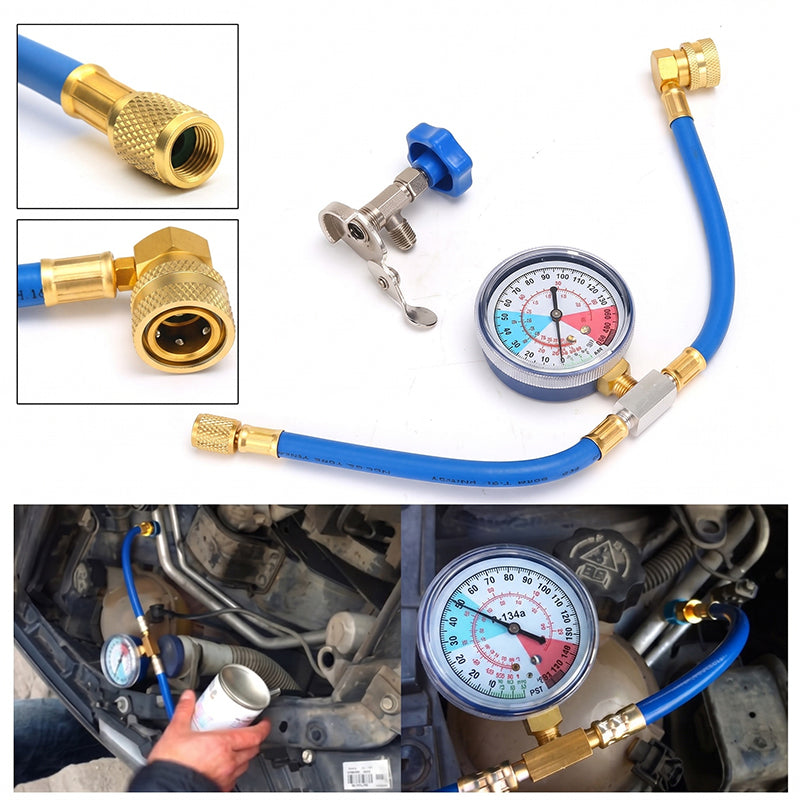🔧 55% RABATT NU! ❄️ R134a AC köldmedium påfyllningsslang med mätare – Läcksäker & kompatibel med bilar, lastbilar eller hem-AC – Säker DIY-påfyllning för kylsystem 🚗