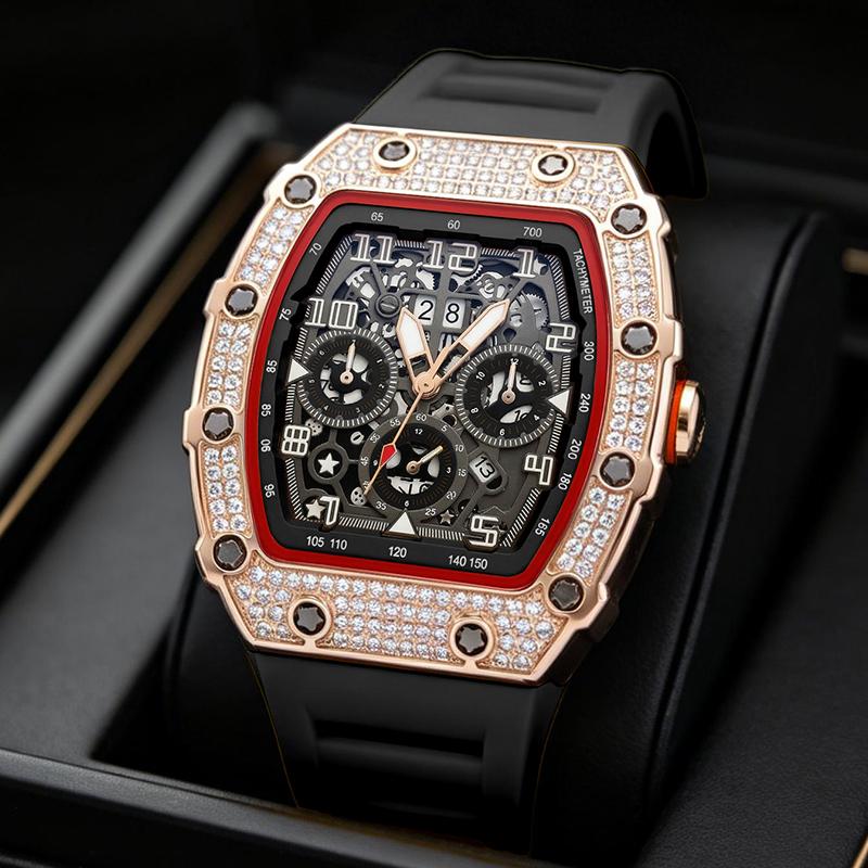 ⌚Limiterad Upplaga – 50% RABATT! ✨ Herr Lyx Tunnformad Klocka med Strass-dekorationer