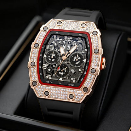 ⌚Limiterad Upplaga – 50% RABATT! ✨ Herr Lyx Tunnformad Klocka med Strass-dekorationer