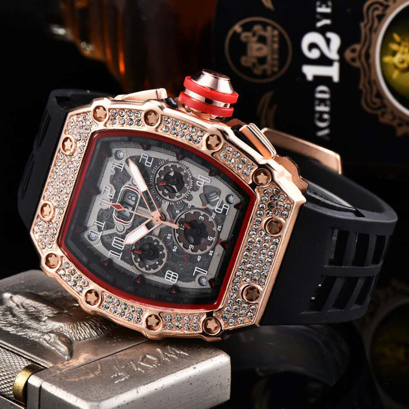⌚Limiterad Upplaga – 50% RABATT! ✨ Herr Lyx Tunnformad Klocka med Strass-dekorationer