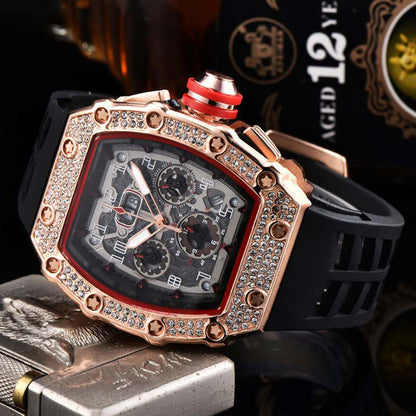 ⌚Limiterad Upplaga – 50% RABATT! ✨ Herr Lyx Tunnformad Klocka med Strass-dekorationer