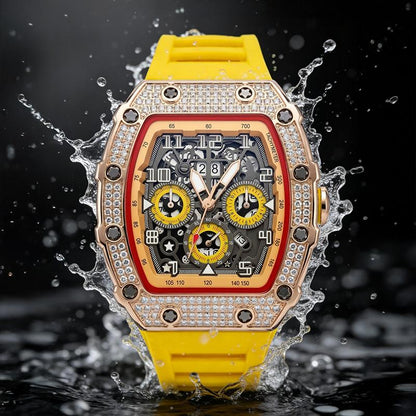 ⌚Limiterad Upplaga – 50% RABATT! ✨ Herr Lyx Tunnformad Klocka med Strass-dekorationer