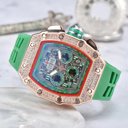 ⌚Limiterad Upplaga – 50% RABATT! ✨ Herr Lyx Tunnformad Klocka med Strass-dekorationer